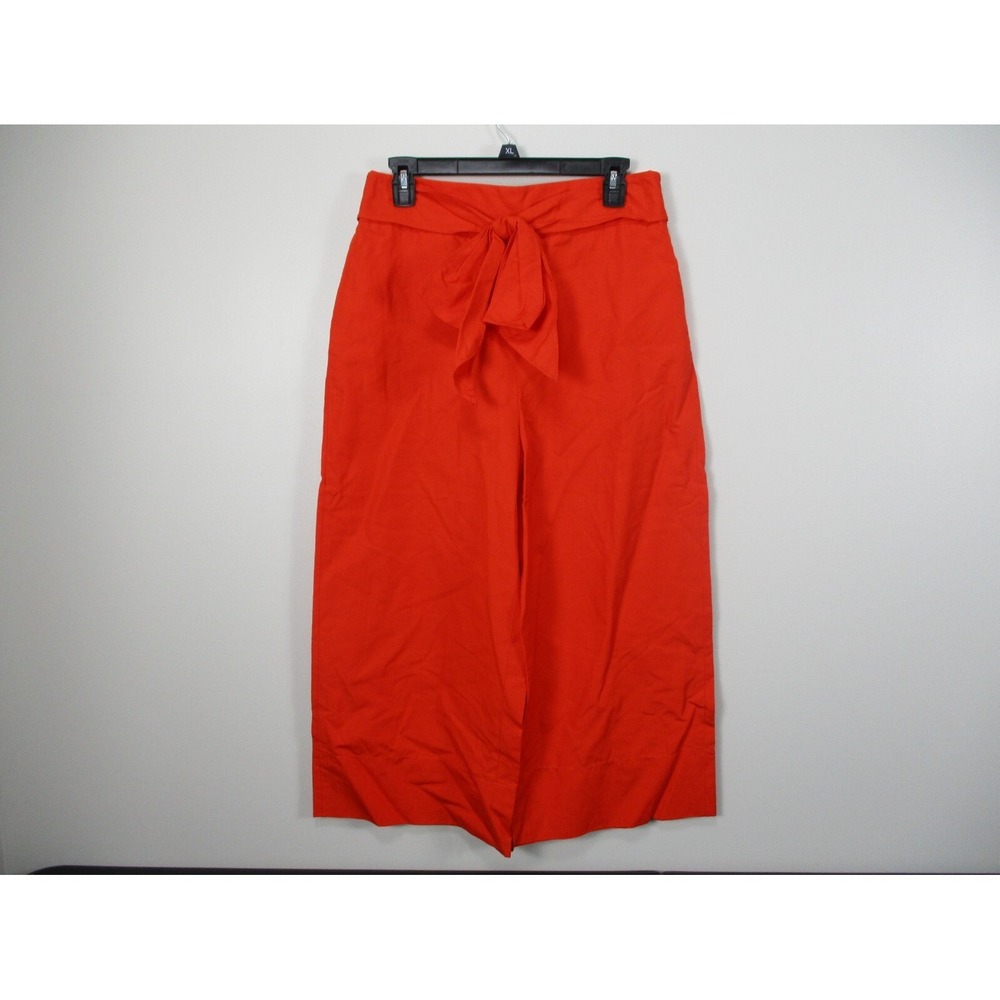 Kate Spade wide leg slub cotton culotte pants orange red cropped 6 NWT Flaw